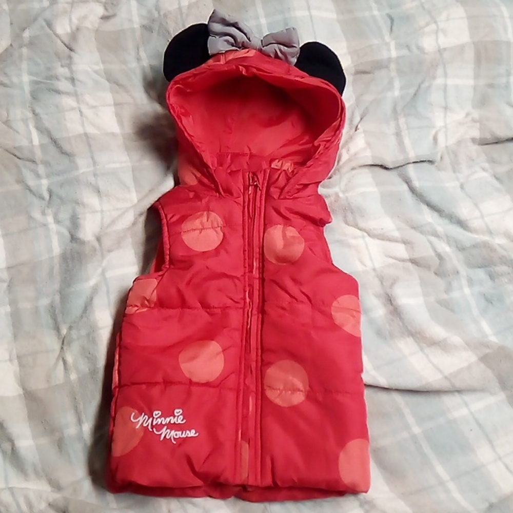 Disney junior mini mouse vest with hood that has ears and a bow size 12 months - Picture 1 of 3